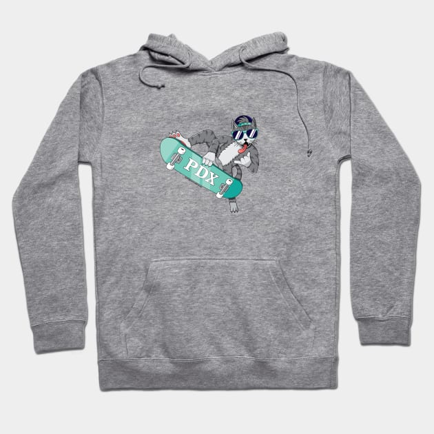 Portland Oregon Skater Cat Hoodie by BurchCreativeDesign